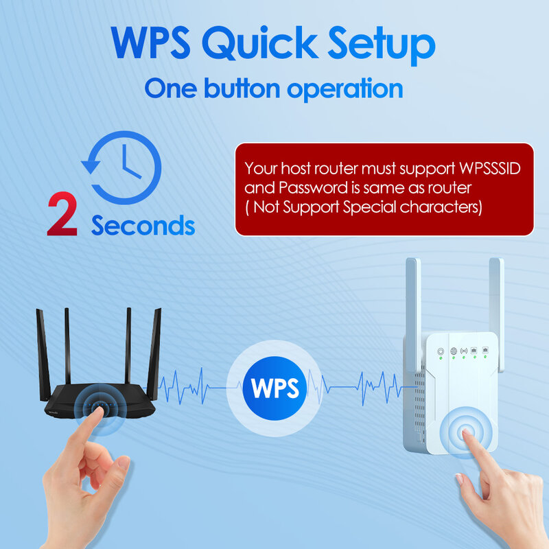 Repetidor de Sinal Wi-Fi Lintratek, Extensor de Longo Alcance, Uso Doméstico, 300Mbps, 2.4GHz, WPS