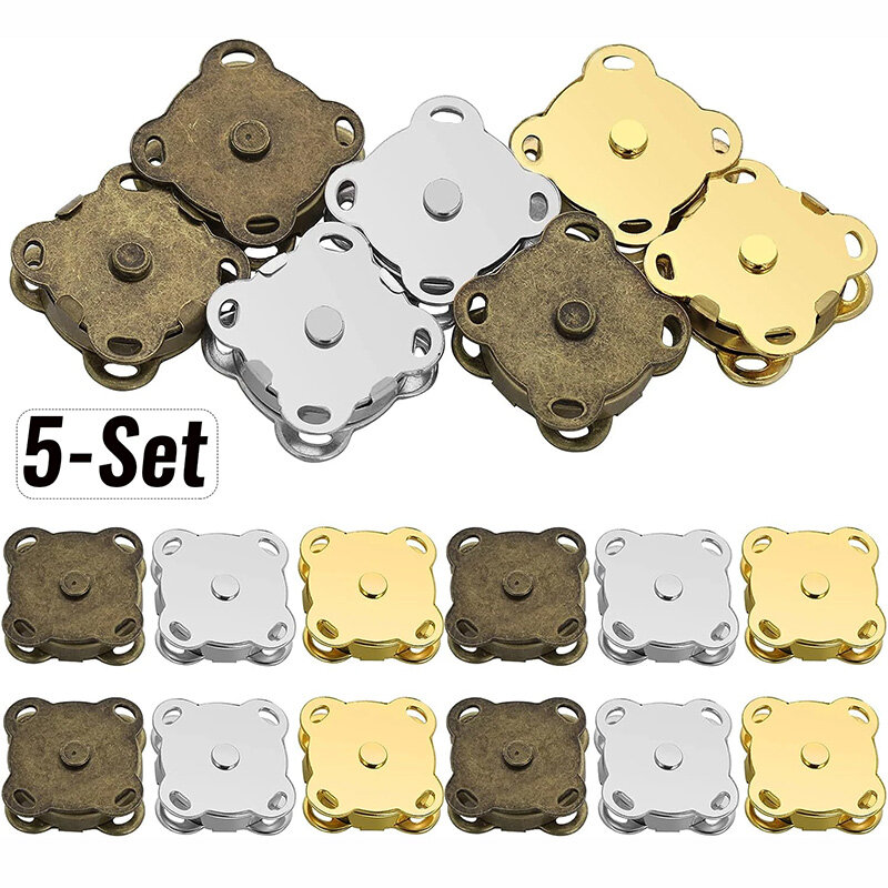 5Sets Magnetic Snap Fasteners Clasps Buttons Handbag Purse Wallet Craft Bags Parts Mini Adsorption Buckle 14/18mm Wholesale