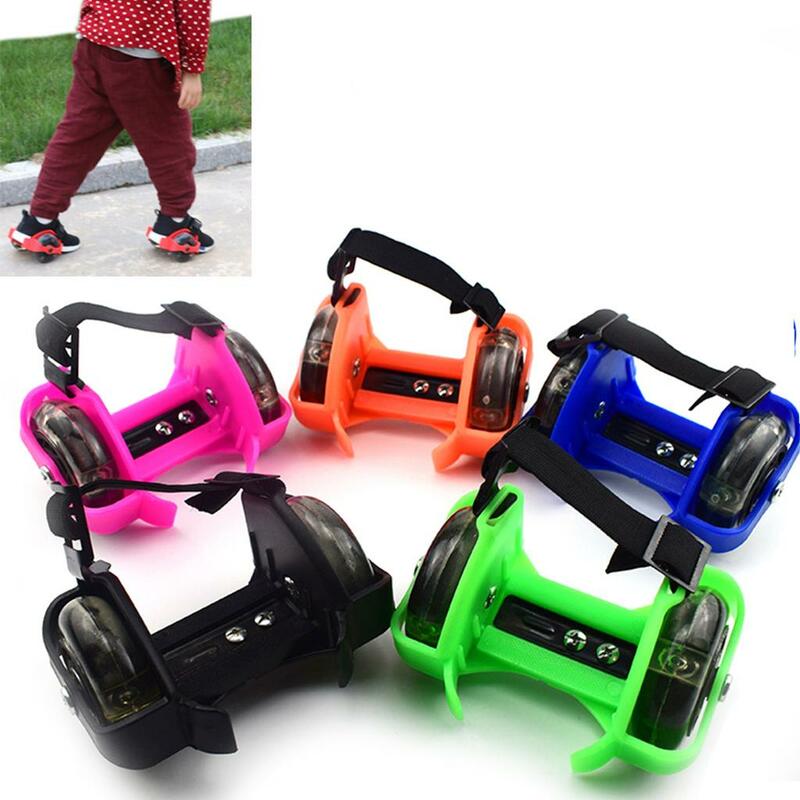 W Roller Skates Attachable Shoe Trainer Rollerskate Pulley for Kids Boys Girls with LED Lights