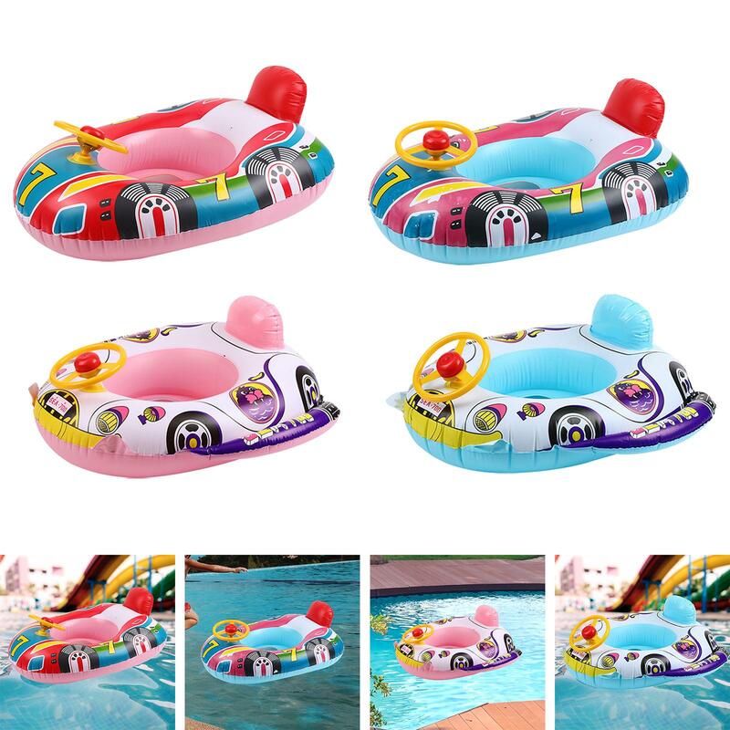 Swimming Pool Rings Air Beds with Steering Wheel Baby Inflatable Floats Baby Swimming Float for Girls Boys Summer Outdoor Babies