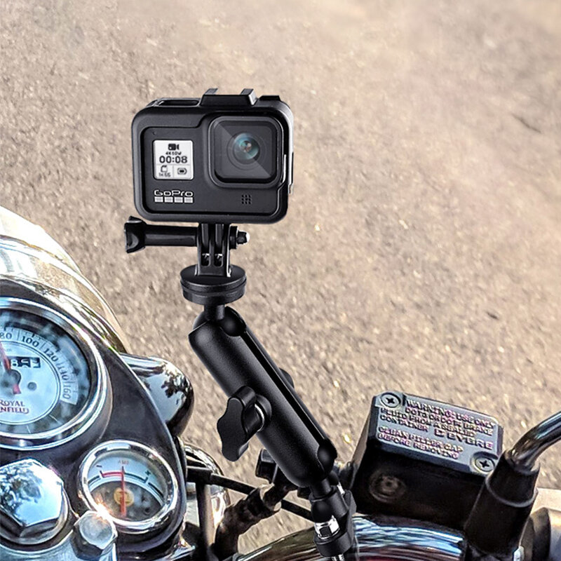 Pemegang sepeda motor, braket dudukan cermin stang sepeda motor untuk GoPro 12 11 10 9 8 untuk Insta360 X3 X4 DJI, aksesoris kamera aksi