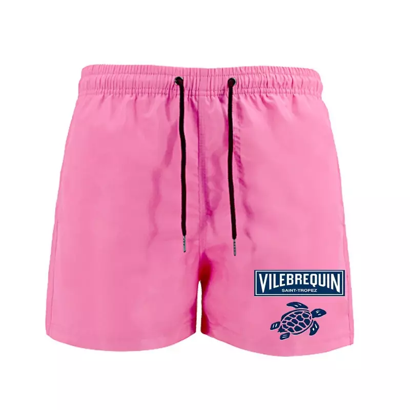 VILEBREQUIN-Shorts de praia masculinos, animal estampa divertida, estampa tartaruga, calção casual solta, moletom de fitness respirável, novo verão