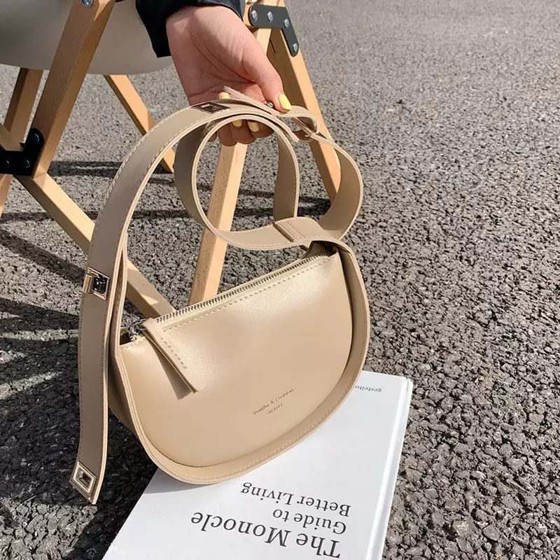 Маленькая сумка-седло через плечо для женщин 2024, трендовая дизайнерская полукруглая сумка через плечо, женские сумки и кошельки из искусственной кожи