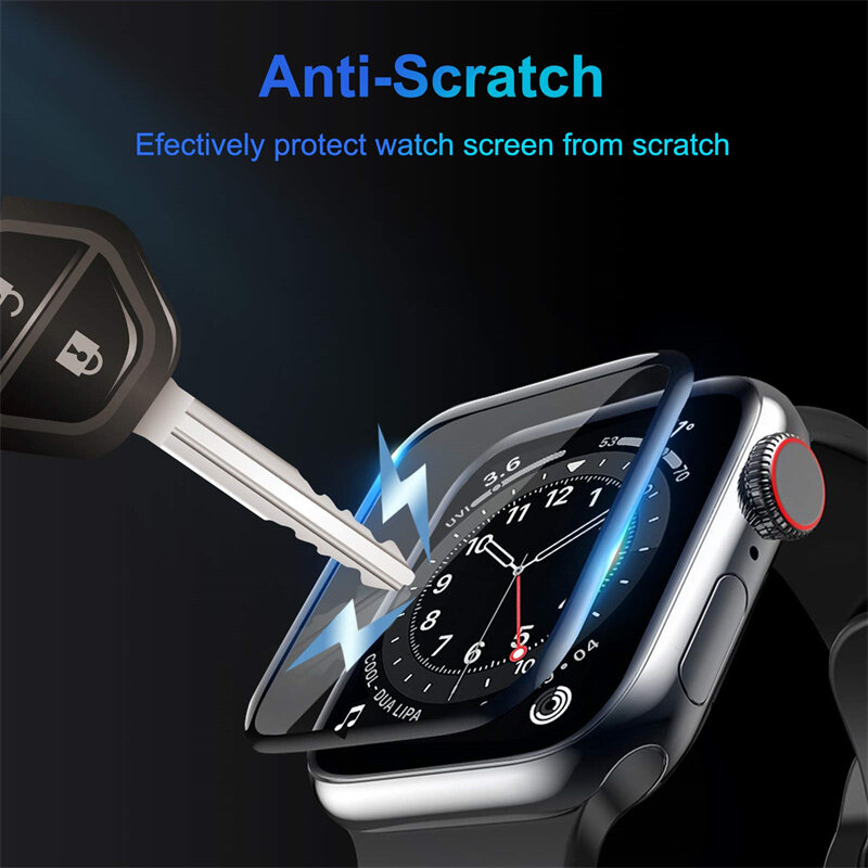 Protector de pantalla de cristal blando para Apple Watch, 44mm, 45mm, 41mm, 38mm, 42mm, 9D HD, película completa iWatch series 6 5 3 8 7 se, 40mm, accesorios