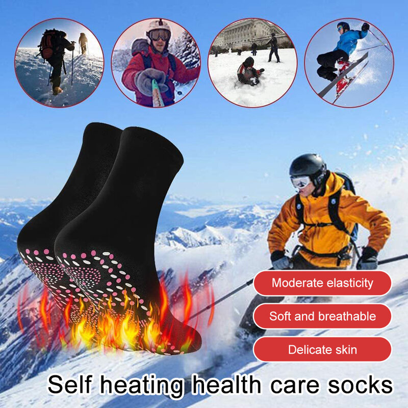 Meias auto-aquecidas para homens e mulheres, massageador de pés, terapia magnética, alívio das dores, cuidados de saúde, quente, elástico, inverno, esportes