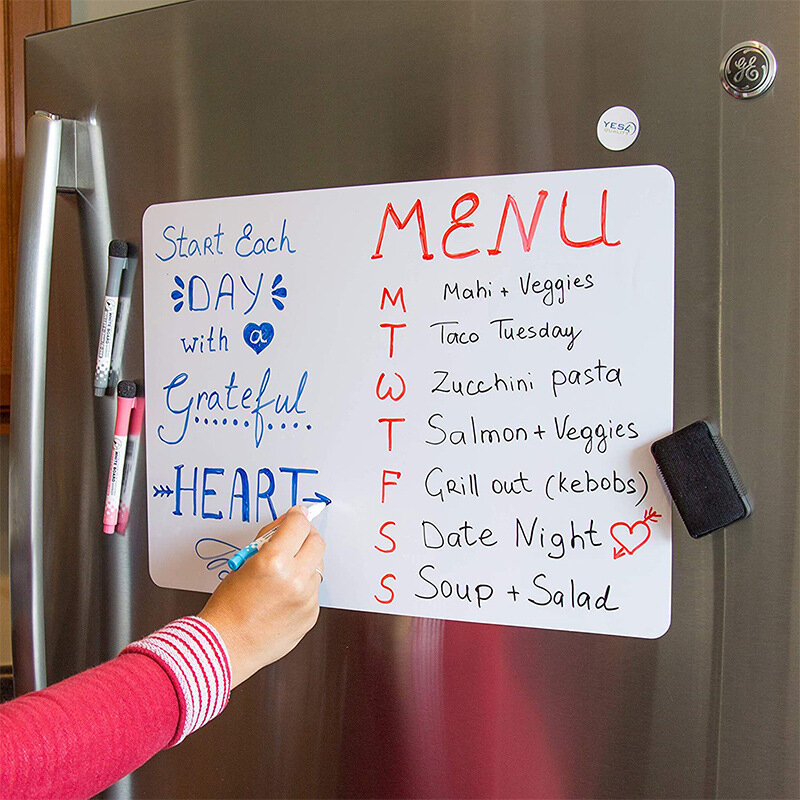 Lavagna magnetica magnete per frigorifero salviette asciutte pennarello per lavagna bianca scrittura per bambini Graffiti Record Message board ricorda Memo Pad
