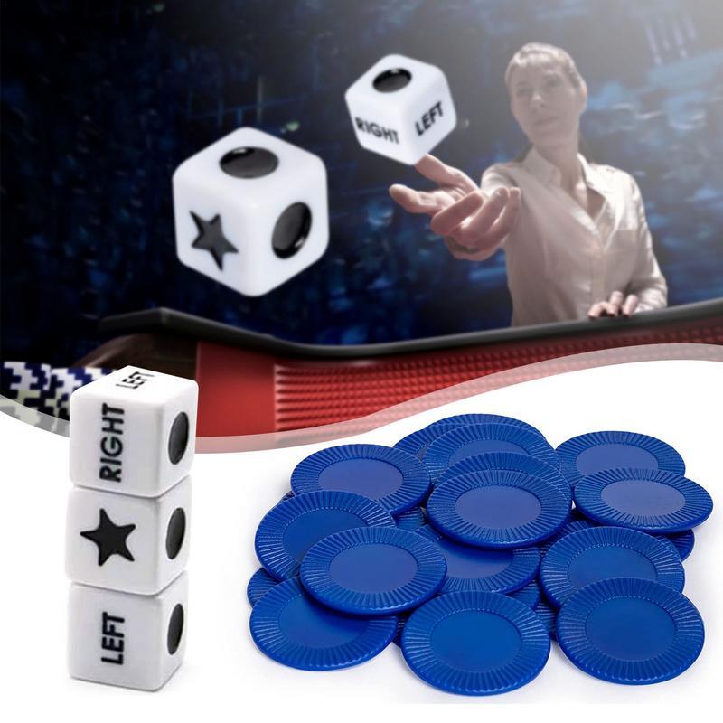 Left Right Center Dice Game English Version Innovative Left Right Center Table Game With 3 Dices And 24 Chips For Club Drinking