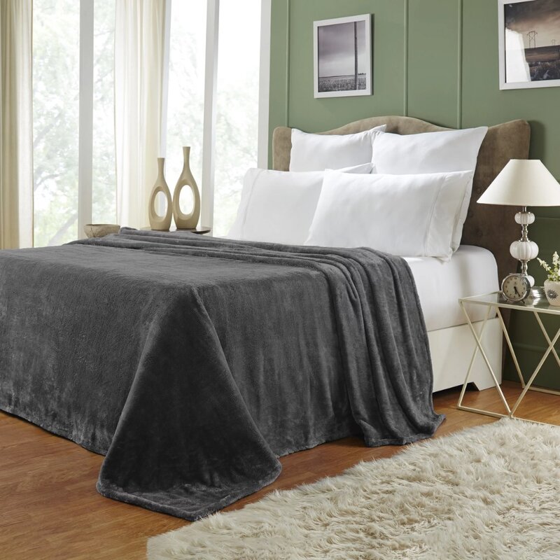 Однотонное Флисовое одеяло Monticello из микрофибры, двойное, древесный уголь