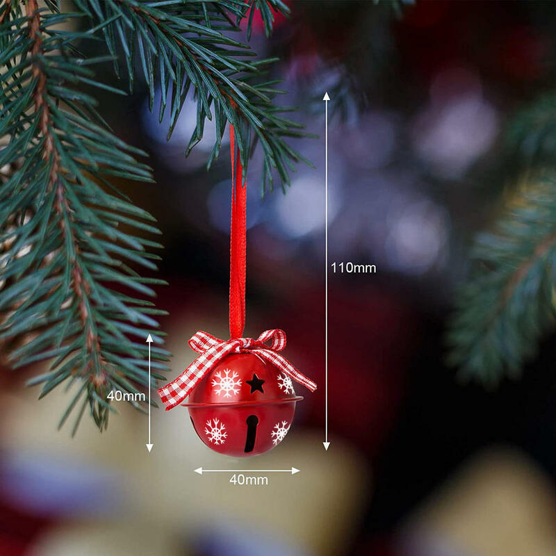 Natal Snowflake Jingle Bell, pingente decorativo de metal para ornamento de árvore de Natal, Decoração Home Supplies, 1 12pcs