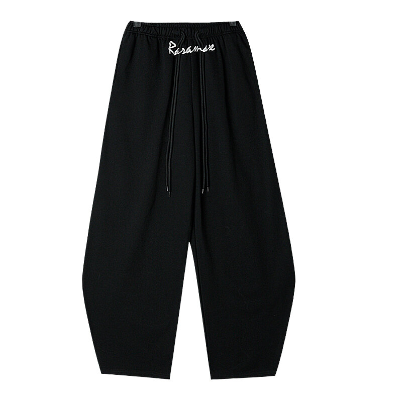 Черные повседневные брюки Ssports, женские осенне-зимние дизайнерские нишевые брюки большого размера с широкими штанинами, шаровары, свободные брюки с банановыми вставками