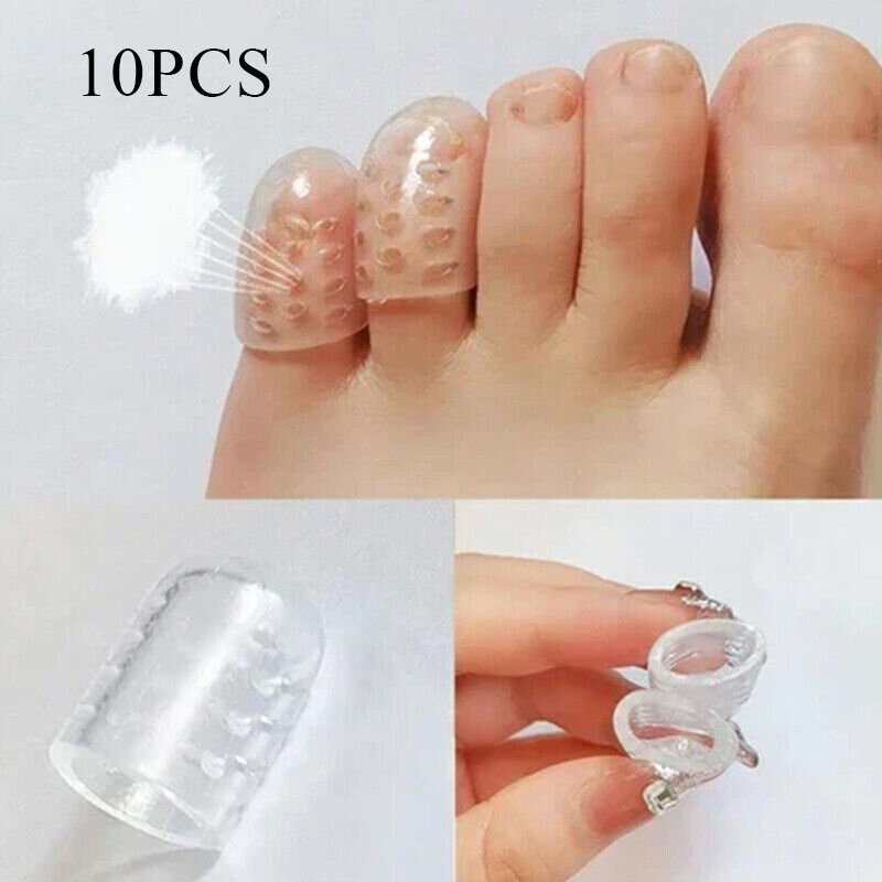 10 buah sarung bantal jari kaki silikon antigesekan, Pelindung jari kaki perawatan kesehatan, mencegah lecet