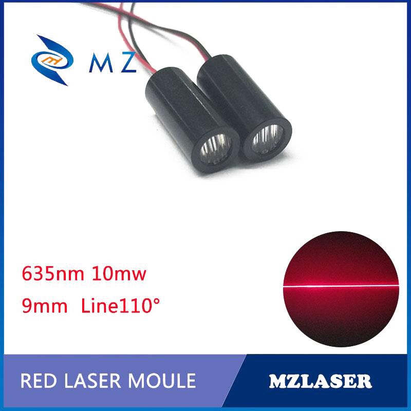 표준 D9mm 635nm 10mw 적색 선 PMMA 렌즈 확산 각도 110 도 산업용 레이저 모듈