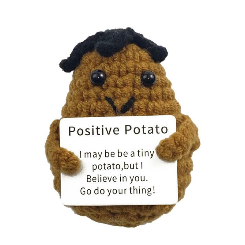 Jouet de pomme de terre au crochet avec carte inspirante, support émotionnel, jouets d'émotion durables, encouragement, mignon