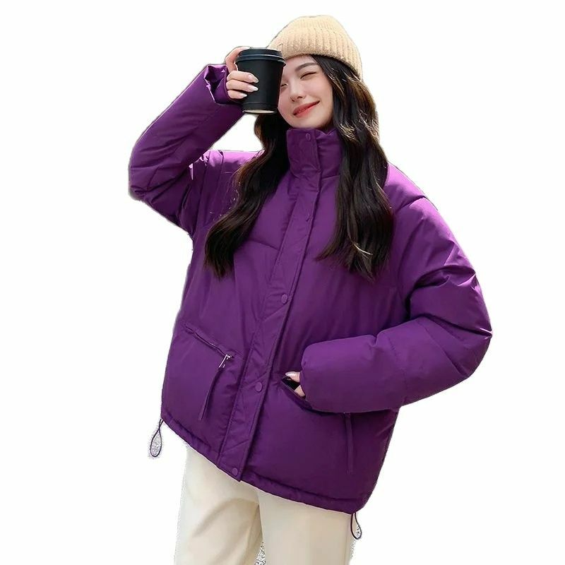 Mantel katun berpelapis untuk wanita baru 2023 jaket musim gugur musim dingin kerah berdiri mode mantel parka bantalan katun bersalju hangat untuk wanita