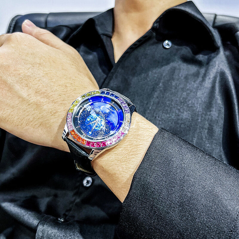 Tourbillon Watch Automatic Watches for Men Luminous Starry Sky AAA Diamonds Luxury Mechanical Men's Watches Waterproof Clock Man