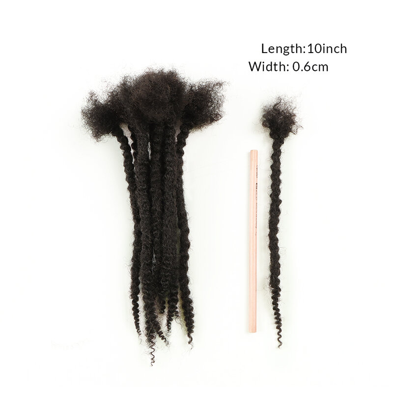 Ahvast texturizado enrolado dicas extremidades encaracolado locs extensões de cabelo humano preto natural 0.4cm 0.6cm e 0.8cm 20 vertentes