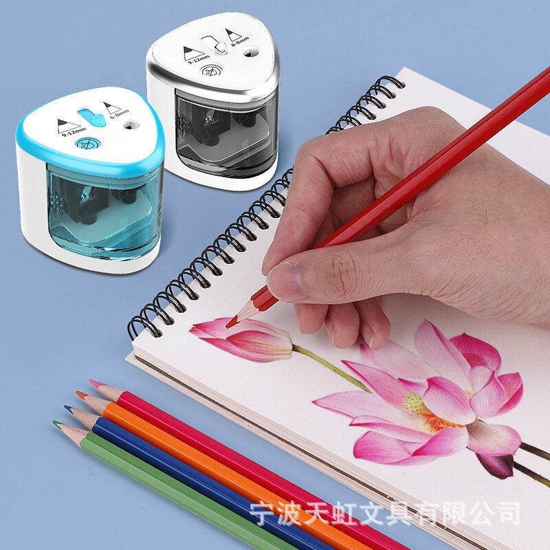 Sacapuntas eléctrico de plástico para estudiantes, máquina de corte de lápices estándar de Color caramelo, Manual, oficina y escuela