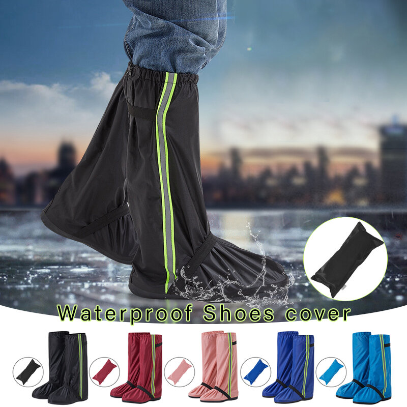 Boot de chuva de tubo alto espessado, tampa de sapatos impermeáveis, reutilizável, impermeável, ao ar livre, camping, motocicleta, ciclismo, bicicleta