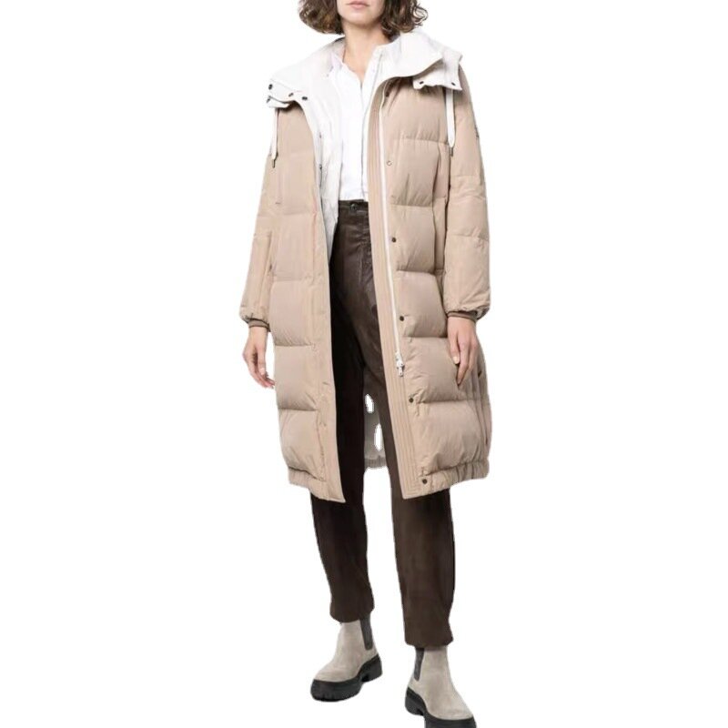 2022 nowe zimowe damskie białe kurtki z puchu kaczego płaszcze moda na co dzień ciepłe damskie płaszcze z kapturem