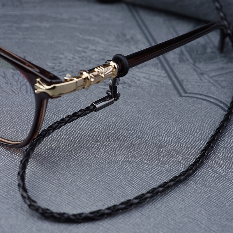 1Pc PU Leather Rope Braided Glasses Lanyard Strap  Thick Twist Sunglasses Outdoor Sports Non-slip Eyeglasses Chain Holder