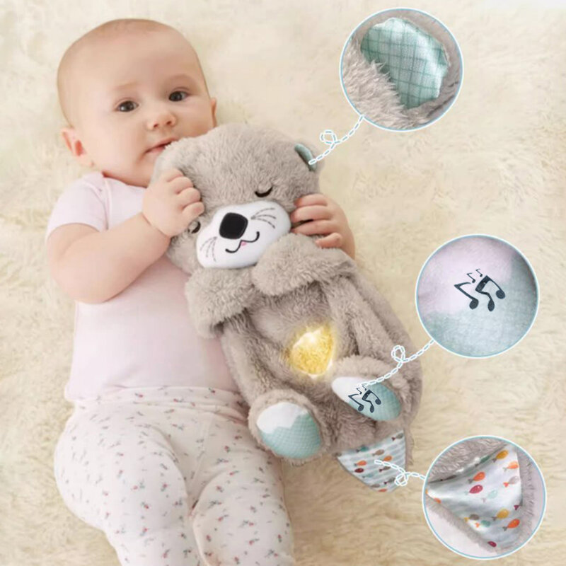 Дышащая выдра детский сон и игровая выдра музыкальная мягкая плюшевая игрушка со стереозвуком для новорожденных сенсорные удобные детские подарки