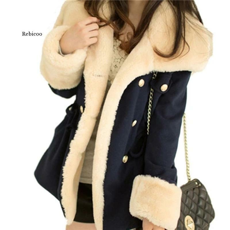 2022 Autumn And Winter Jackets For Women Casual Solid Slim Thick Double Breasted College Wind Female Cotton Coats