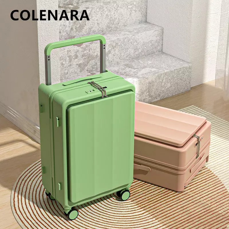 Прочный чемодан COLENARA, 20 дюймов, 24 дюйма, для ноутбука, с передним открытием, троллейка для студентов, с колесами, вращающийся чемодан