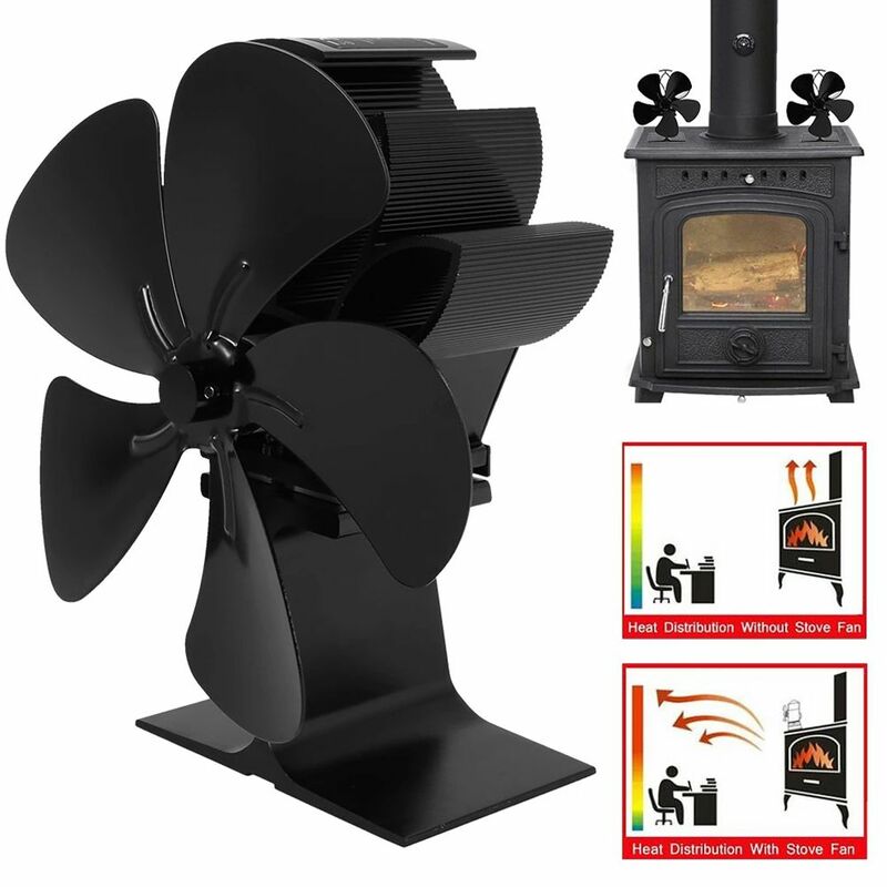 5 Blades Haard Fire Heat Energiebesparende Eco Fan Vervanging Voor Warmte Aangedreven Houtkachel Fan Hout Log Brander Haard fan