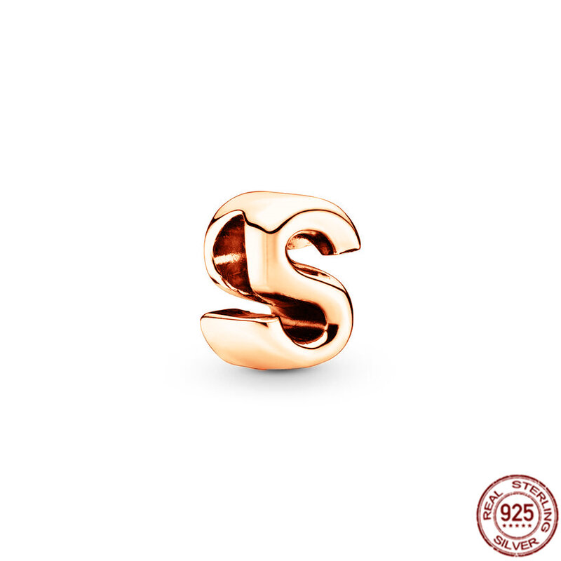 925 Sterling Zilver 26 Letters A - Z Alfabet Charm Kraal Rose Vergulde Kraal Fit Originele Pandora Armband Sieraden Cadeau