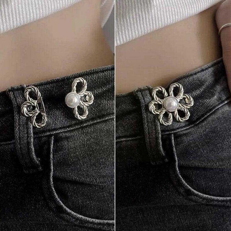 1Pair Waist Buttons Flower Combined Fastener Pants Detachable Sewing-on Accessories Retractable Buckles Pin Jeans Skirt But A9E5