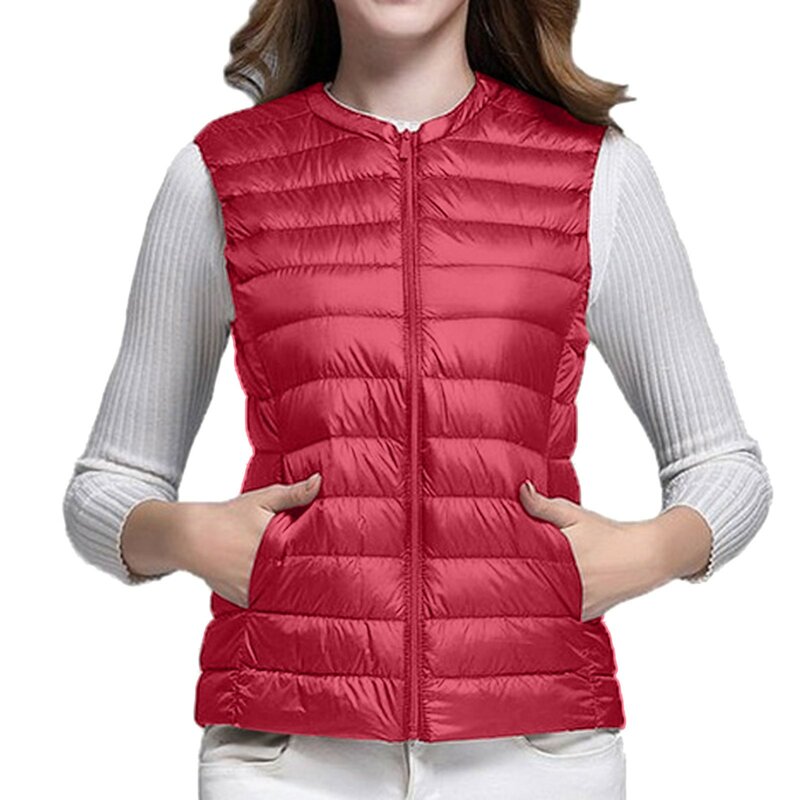 2023 New Women Sleeveless Puffer Jacket Spring Winter Female White Duck Down Ultra Lightweight Packable Warm Down Liner Vest