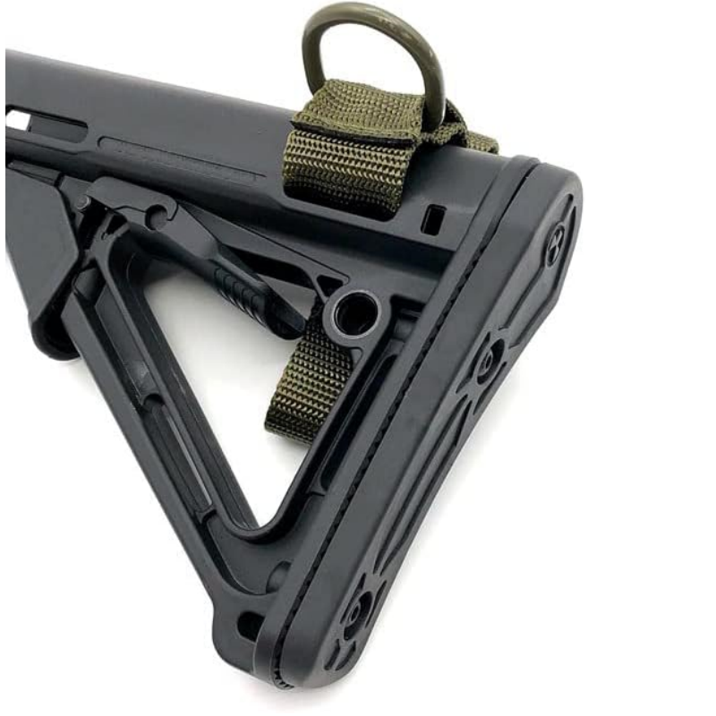 Tactical ButtStock Sling Gun Sling Loop Adapter Adjustable Nylon Shoulder Strap with D Ring EDC Belt Attachment for Hunting