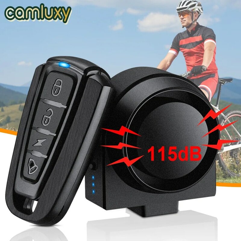 Camluxy-alarma de vibración inalámbrica para bicicleta, alarma antirrobo de seguridad con carga USB, Control remoto, impermeable, para motocicleta y bicicleta eléctrica