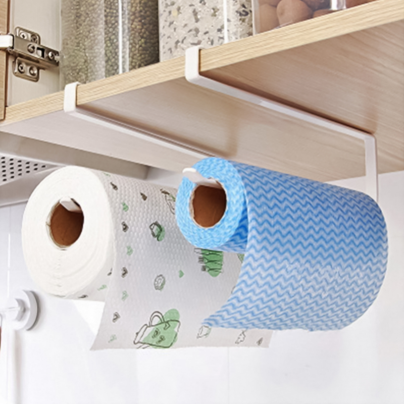 Rak penyimpanan gantung bebas perforasi kreatif rak handuk kertas dapur rak kertas kabinet plastik bungkus menyebar tata letak rak