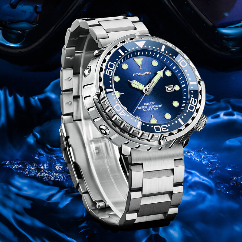 LIGE Men Watch 50m Waterproof Watches Fashion Sports Stainless Steel Quartz Watch Luminous Hand Calendar Men's Wristwatch Clock