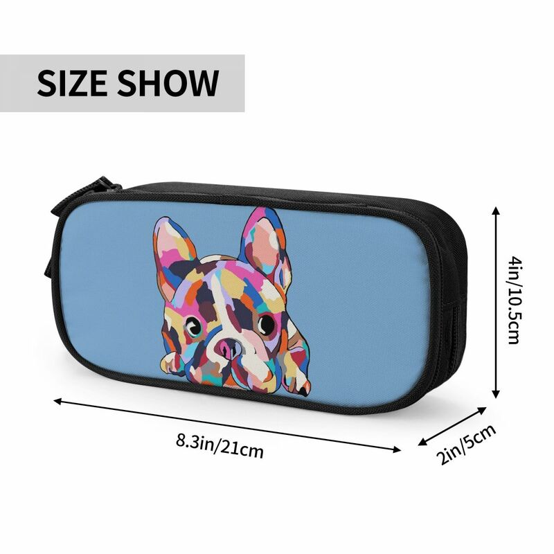 Zoe French Bulldog Pencil Cases Pet Frenchie Animal Pencilcases Pen Holder Big Capacity Bag School Supplies Gift Stationery