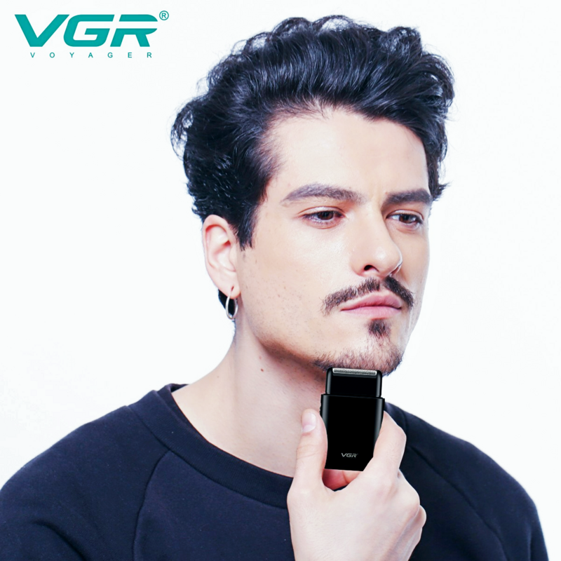 VGR ماكينة حلاقة كهربائية آلة تهذيب اللحية الاحترافية موس الحلاقة ماكينة حلاقة صغيرة محمولة الحلاقة الترددية 2 شفرة شحن USB للرجال V-390