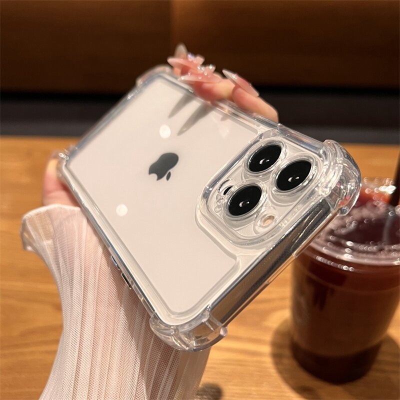Luxury Shockproof Transparent Case For iPhone 15 14 13 12 11 Pro Max X Xs XR Max 7 8 Plus Bumper Cases Cover
