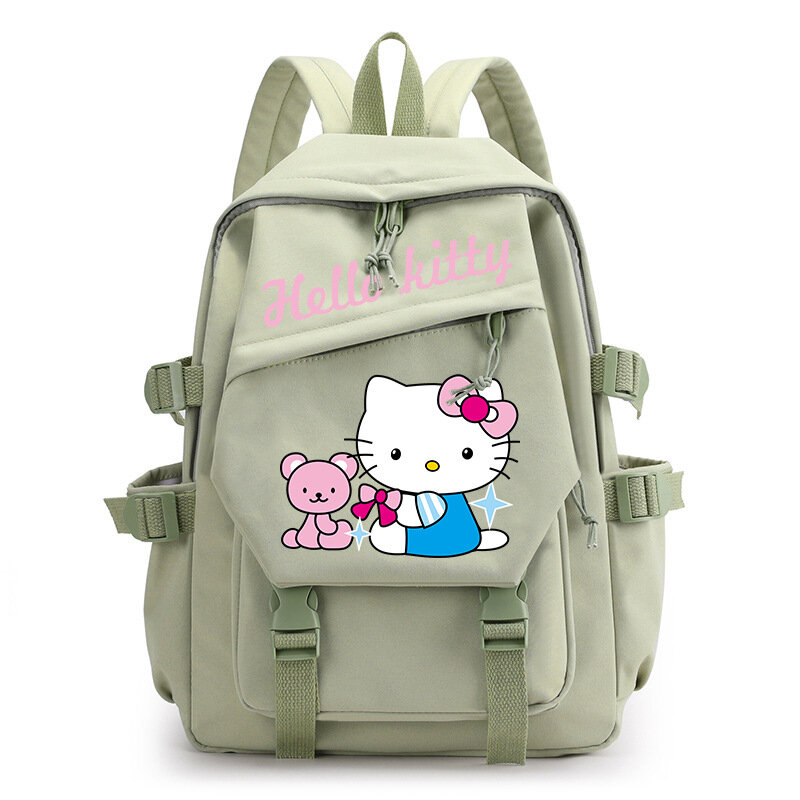 Sanrio Olá Kitty Heat Transfer Patch Impresso Mochila Leve, bonito Cartoon Student Schoolbag, mochila de lona para computador, novo