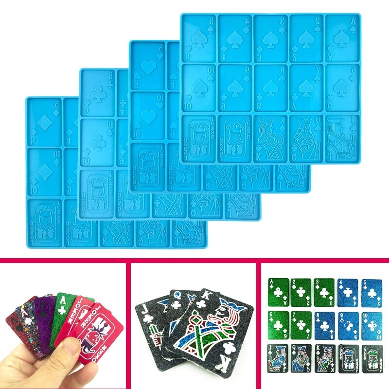 Эпоксидная форма для игральных карт, DIY карты, игральная форма для ключей, полный набор силиконовых форм для игральных карт