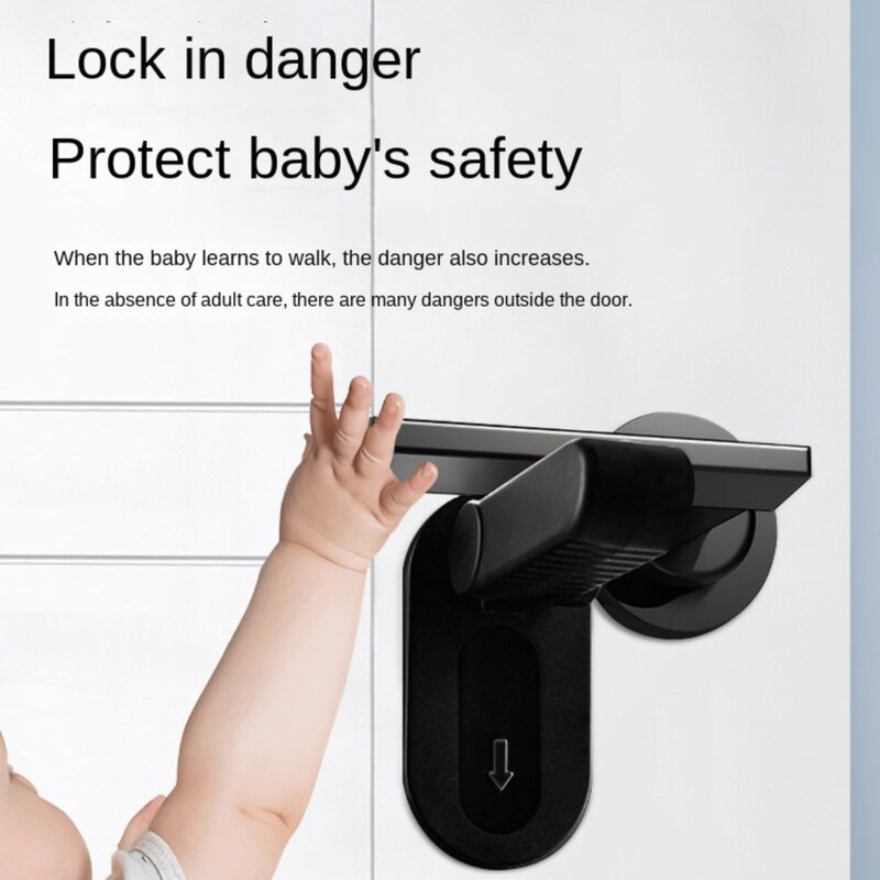 Equipo de protección para bebé, cerraduras de seguridad autoadhesivas de plástico para niños, Protector de seguridad sin agujero, cerraduras multiusos para manija de puerta