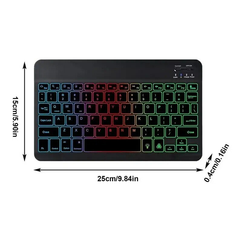 Keyboard untuk Tablet 10 inci portabel menyala, Keyboard Tablet Ultra ramping warna-warni Keyboard Multi perangkat untuk PC Tablet
