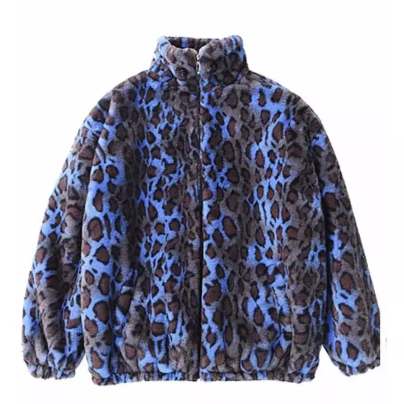 Versão coreana Casaco de cabelo de cordeiro quente solto para mulheres, casaco de leopardo de pelúcia, roupas femininas, outono, inverno, N176, 2024