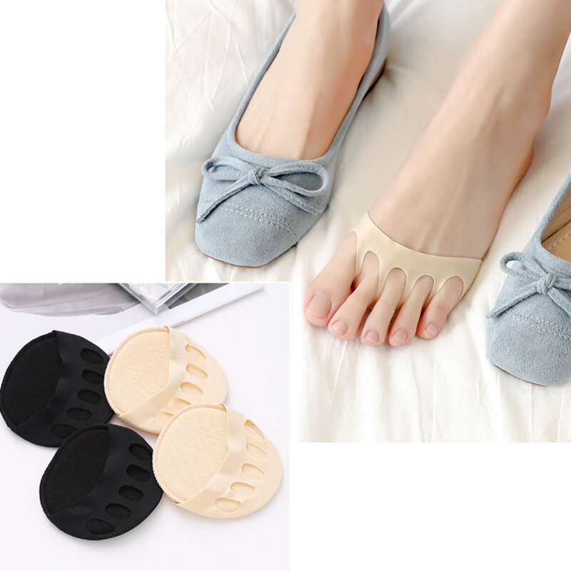 2pcs Toe Pad Inserts Five Toes Forefoot Pads For Women High Heels Half Insoles Calluses Corns Foot Pain Care Absorbs Shock Socks