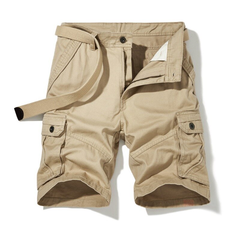 Pantalones cortos de verano para hombre, ropa de trabajo europea y americana, algodón puro, holgado, talla grande 5/4, informales con múltiples bolsillos