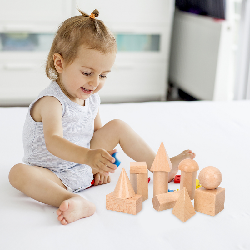 12pcs Wood Mini Toys For Kids Kids Geometry Blocks for Elementary School Learning Props