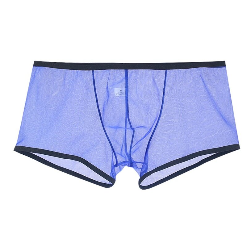 1pc Men's See Through Boxer Briefs Shorts Breathable Underwear U-convex Pouch Panties Mesh Low Waist Man Underpants