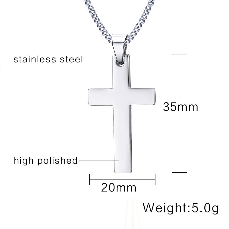VNOX Classic Mens Cross Pendant Necklace 24" Stainless Steel Link Chain Necklace Christ Faith Prayer Jewelry