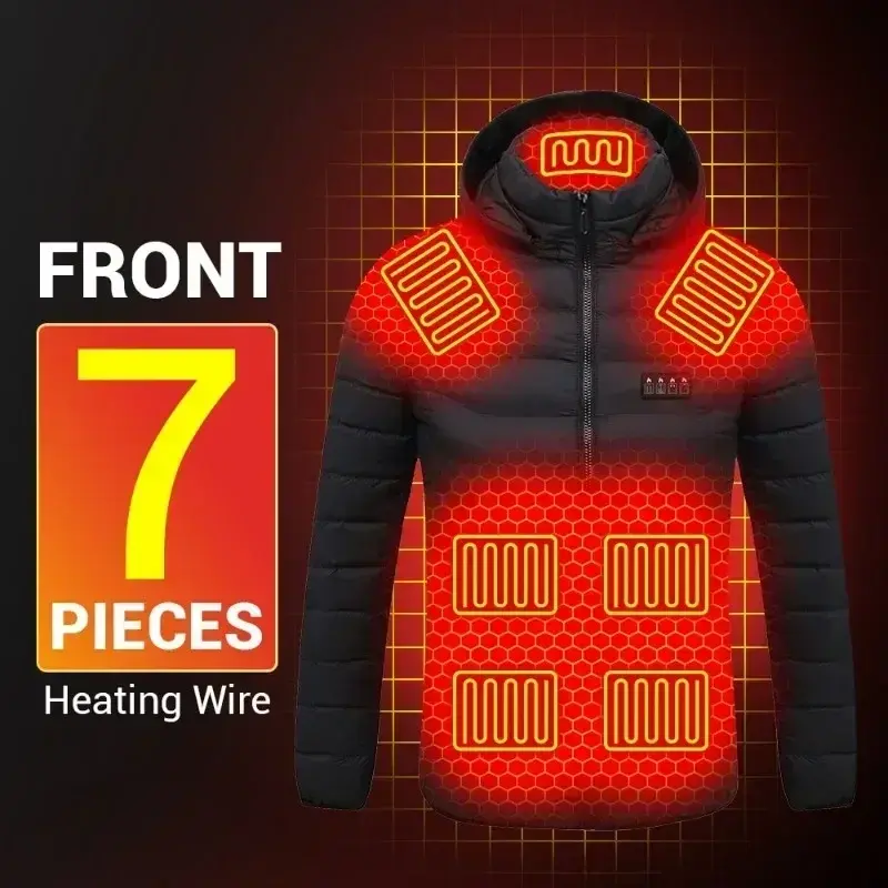 Chaquetas calefactoras USB para hombre, Parkas cálidas para invierno, 21 zonas, chaquetas calefactadas eléctricas, abrigo impermeable, chaqueta cálida, talla grande 6XL