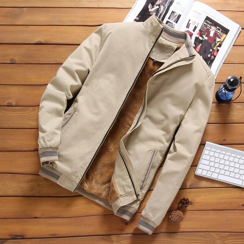 남성용 보머 재킷, 캐쥬얼 남성 아웃웨어, 플리스, 두껍고 따뜻한 재킷, 남성 의류, 기본 코트, 가을